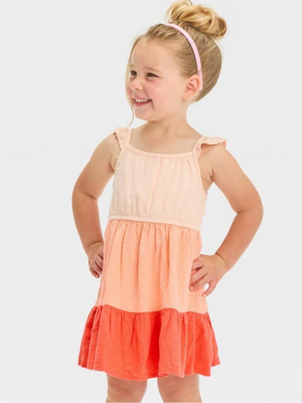 Toddler Girls' Peach Ombre Dress - Cat & Jack Peach Orange 5T NWT